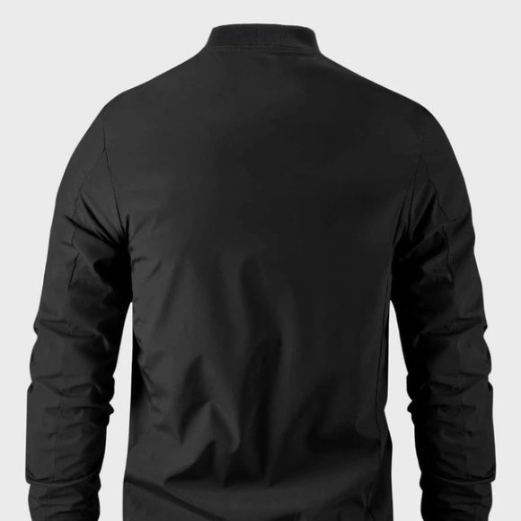 Black Casual Men's Bomber Jacket - Picture 3 of 6